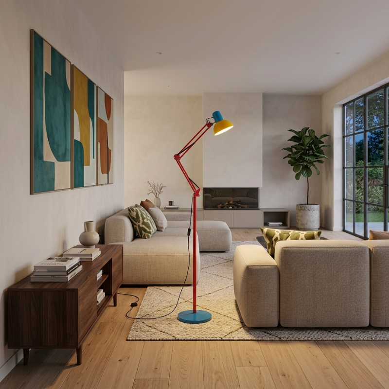 Lights & Brights Modern Adjustable Neck LED Floor Lamp – Metal
