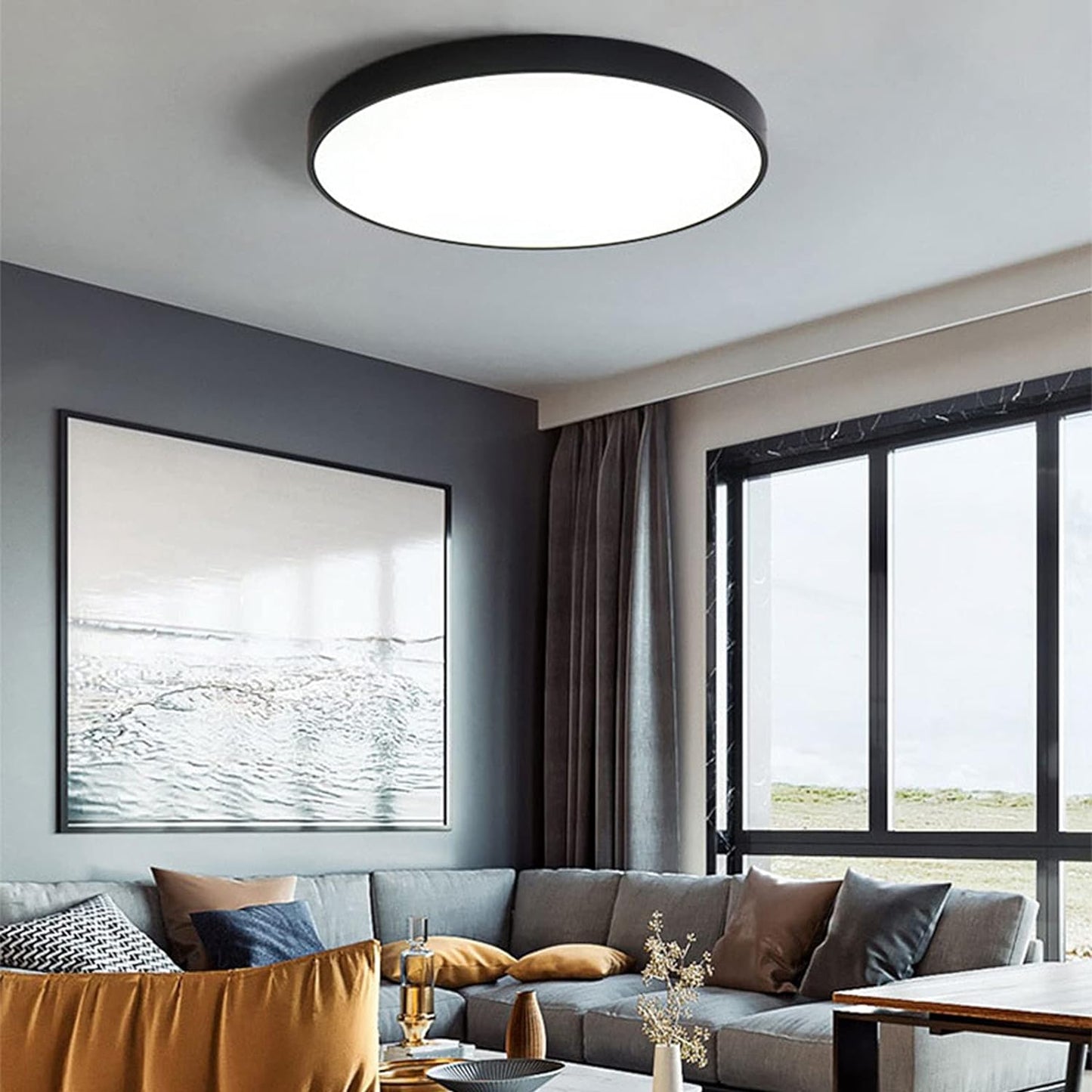 LIGHTS & BRIGHTS | Circular Flush Mount LED Ceiling Light For Living Room
