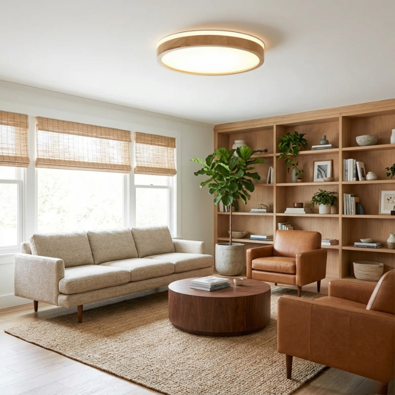 Lights & Brights Scandinavian Dimmable LED Ceiling Light – Wood & Metal