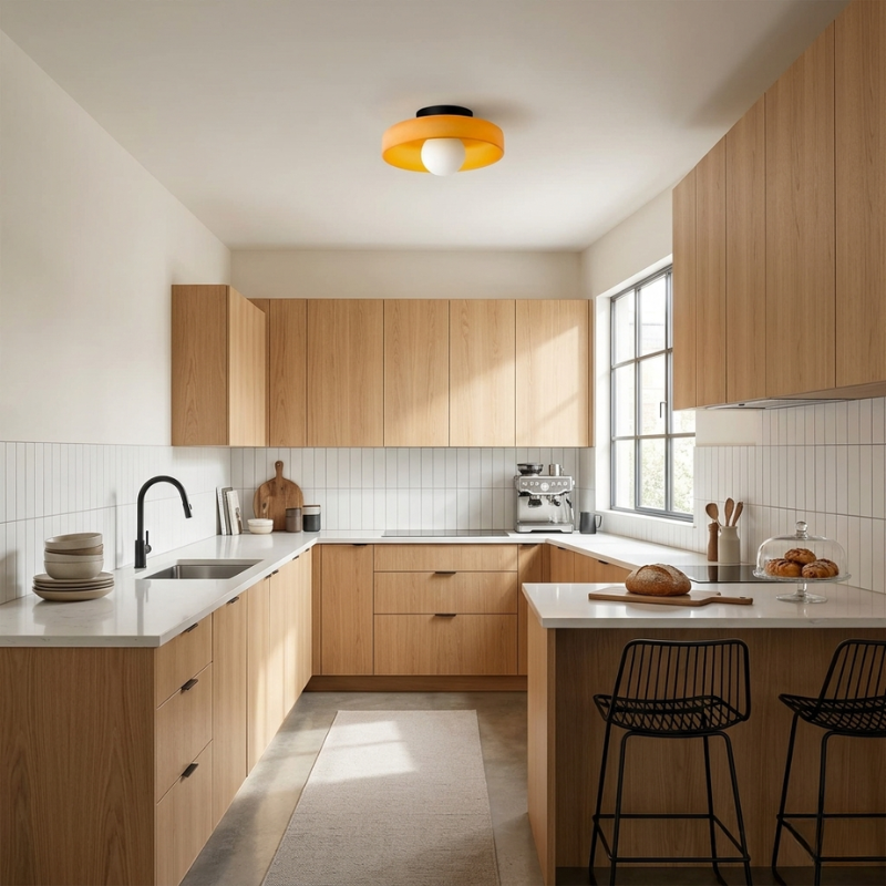 Lights & Brights Modern Round Glass Flush Ceiling Light