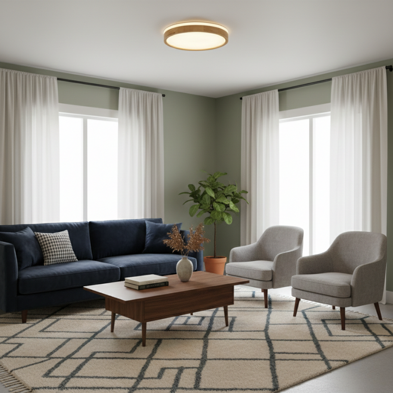 Lights & Brights Scandinavian Dimmable LED Ceiling Light – Wood & Metal