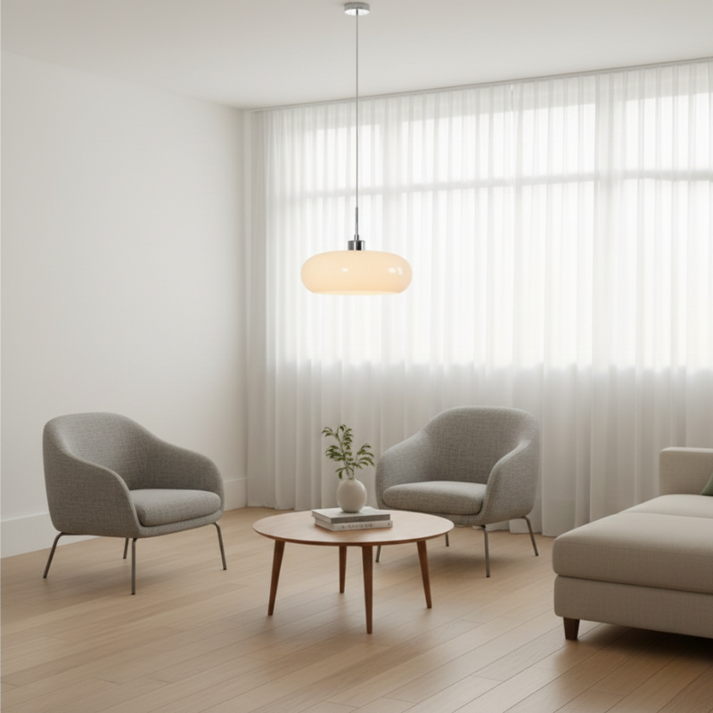 Lights & Brights Mid-Century Bauhaus Glass Pendant Light – Metal & Glass