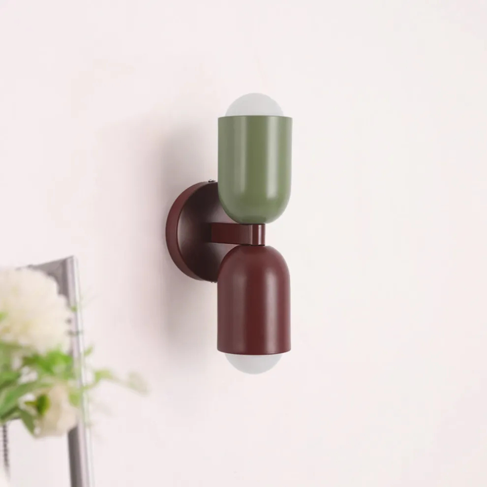 LIGHTS & BRIGHTS | Double-Head LED Iron Wall Lamp – Bauhaus Colour-Block, Hardwired