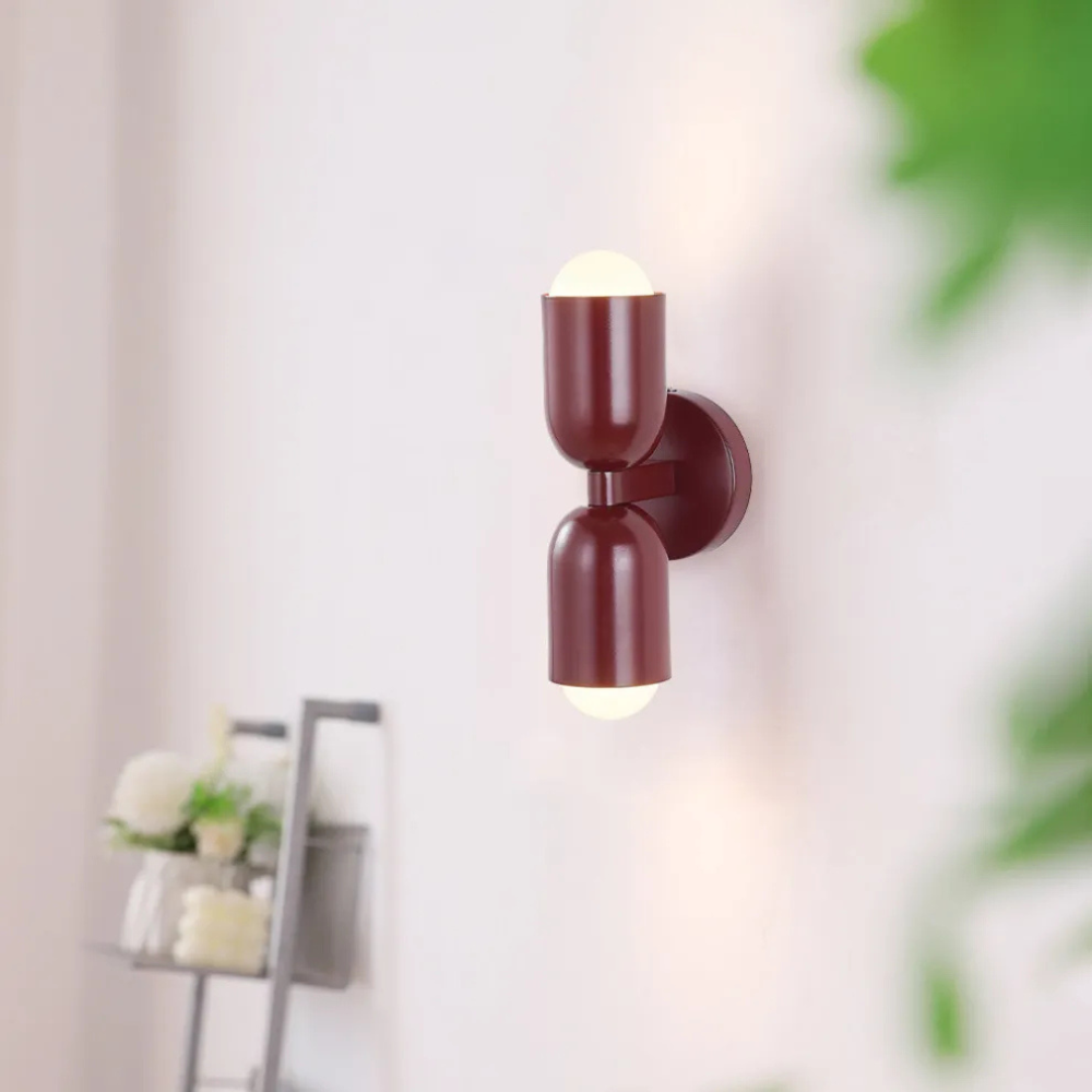 LIGHTS & BRIGHTS | Double-Head LED Iron Wall Lamp – Bauhaus Colour-Block, Hardwired