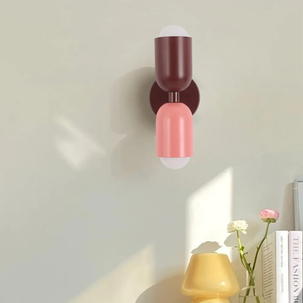 LIGHTS & BRIGHTS | Double-Head LED Iron Wall Lamp – Bauhaus Colour-Block, Hardwired