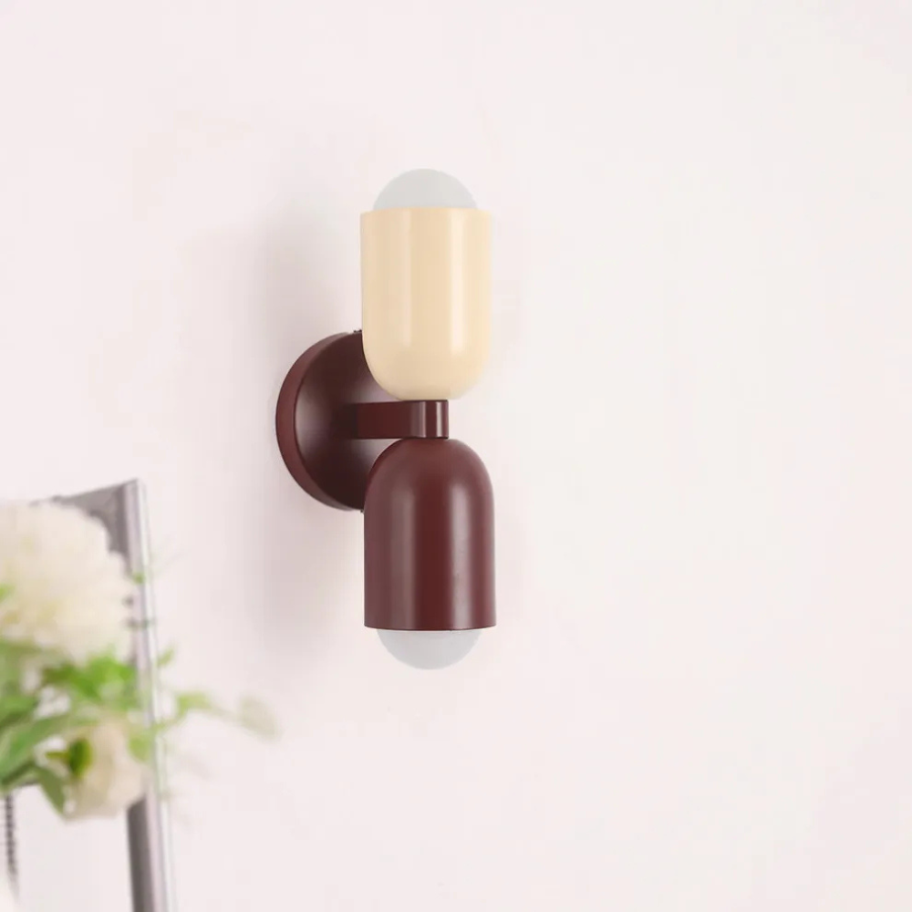 LIGHTS & BRIGHTS | Double-Head LED Iron Wall Lamp – Bauhaus Colour-Block, Hardwired