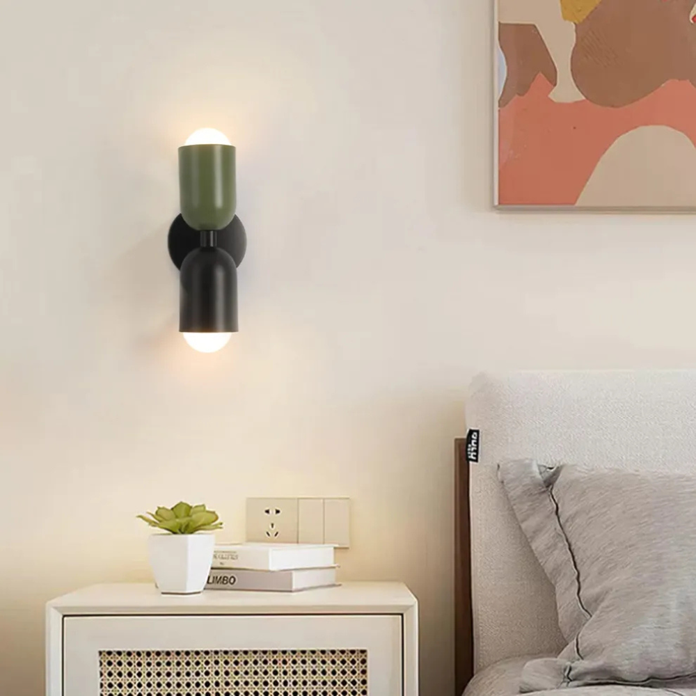 LIGHTS & BRIGHTS | Double-Head LED Iron Wall Lamp – Bauhaus Colour-Block, Hardwired