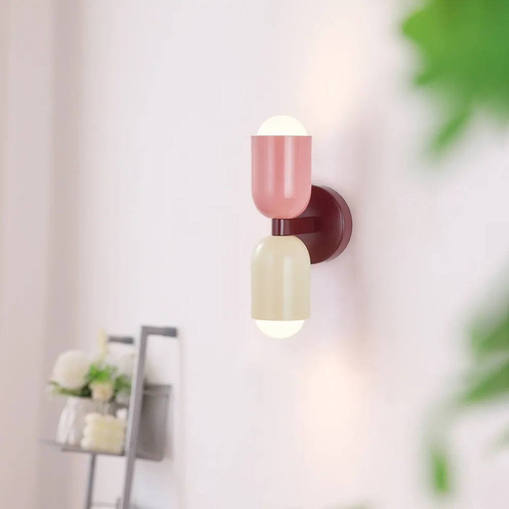 LIGHTS & BRIGHTS | Double-Head LED Iron Wall Lamp – Bauhaus Colour-Block, Hardwired