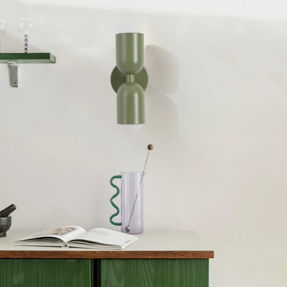 LIGHTS & BRIGHTS | Double-Head LED Iron Wall Lamp – Bauhaus Colour-Block, Hardwired