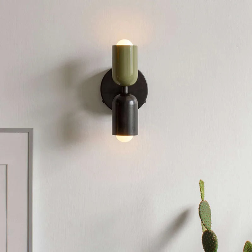 LIGHTS & BRIGHTS | Double-Head LED Iron Wall Lamp – Bauhaus Colour-Block, Hardwired