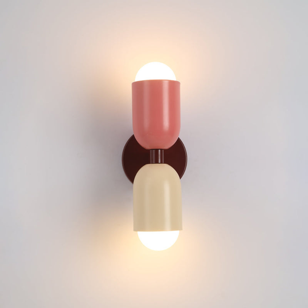 LIGHTS & BRIGHTS | Double-Head LED Iron Wall Lamp – Bauhaus Colour-Block, Hardwired