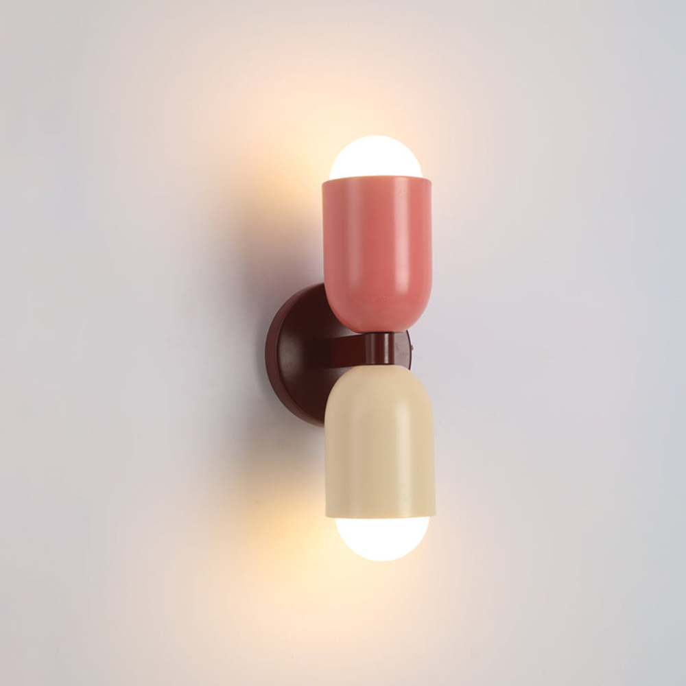 LIGHTS & BRIGHTS | Double-Head LED Iron Wall Lamp – Bauhaus Colour-Block, Hardwired