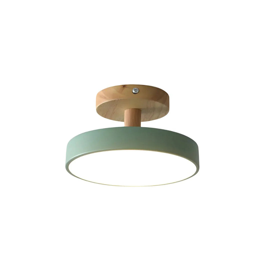 Lights & Brights Scandinavian Flush LED Ceiling Light – Wood Base & Metal