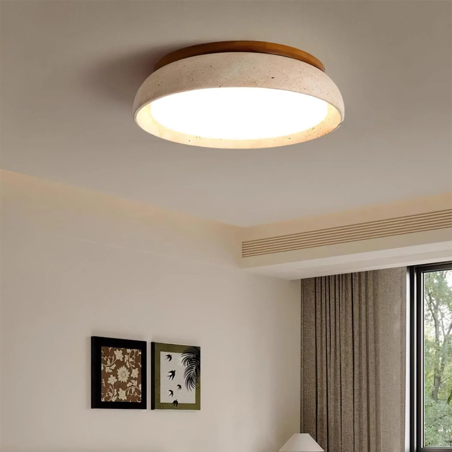 Lights & Brights Modern Natural Stone Flush Ceiling Light – Stone & Metal