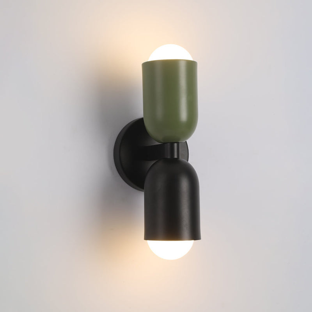 LIGHTS & BRIGHTS | Double-Head LED Iron Wall Lamp – Bauhaus Colour-Block, Hardwired