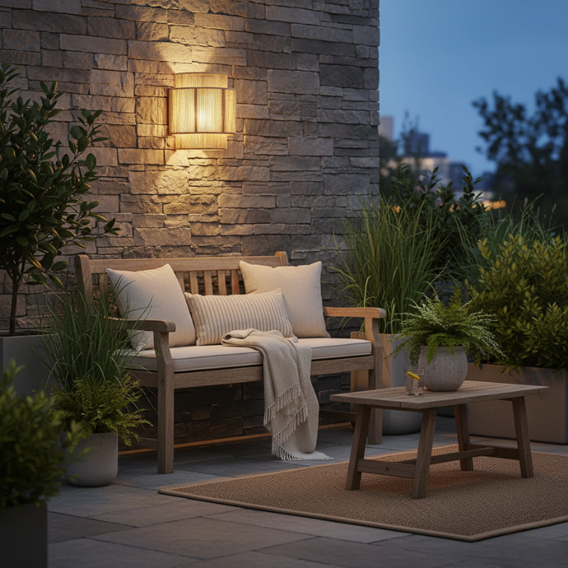 Lights & Brights Boho Woven Rope LED Wall Light – Natural Fiber