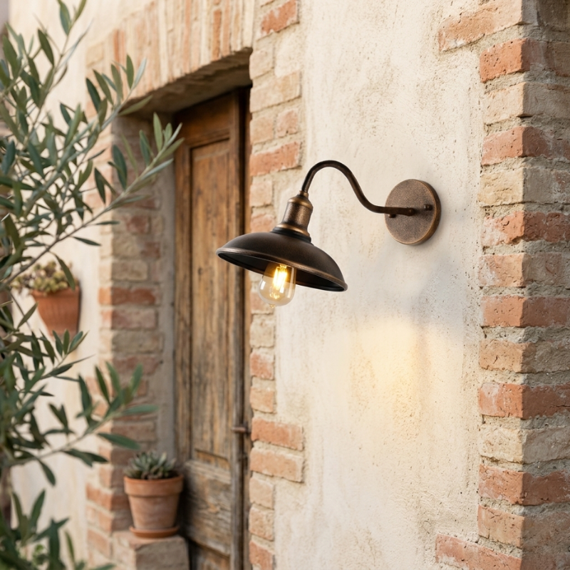 Lights & Brights Vintage Bowl-Shaped Outdoor LED Wall Lantern