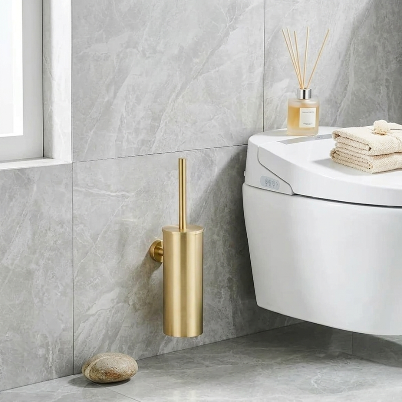 Lights & Brights Modern Self-Cleaning Toilet Brush – Stainless Steel, Wall Mount