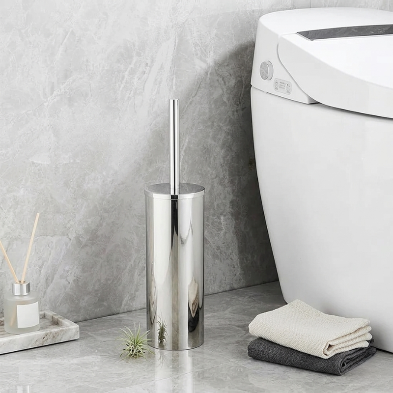 Lights & Brights Modern Self-Cleaning Toilet Brush – Stainless Steel, Wall Mount