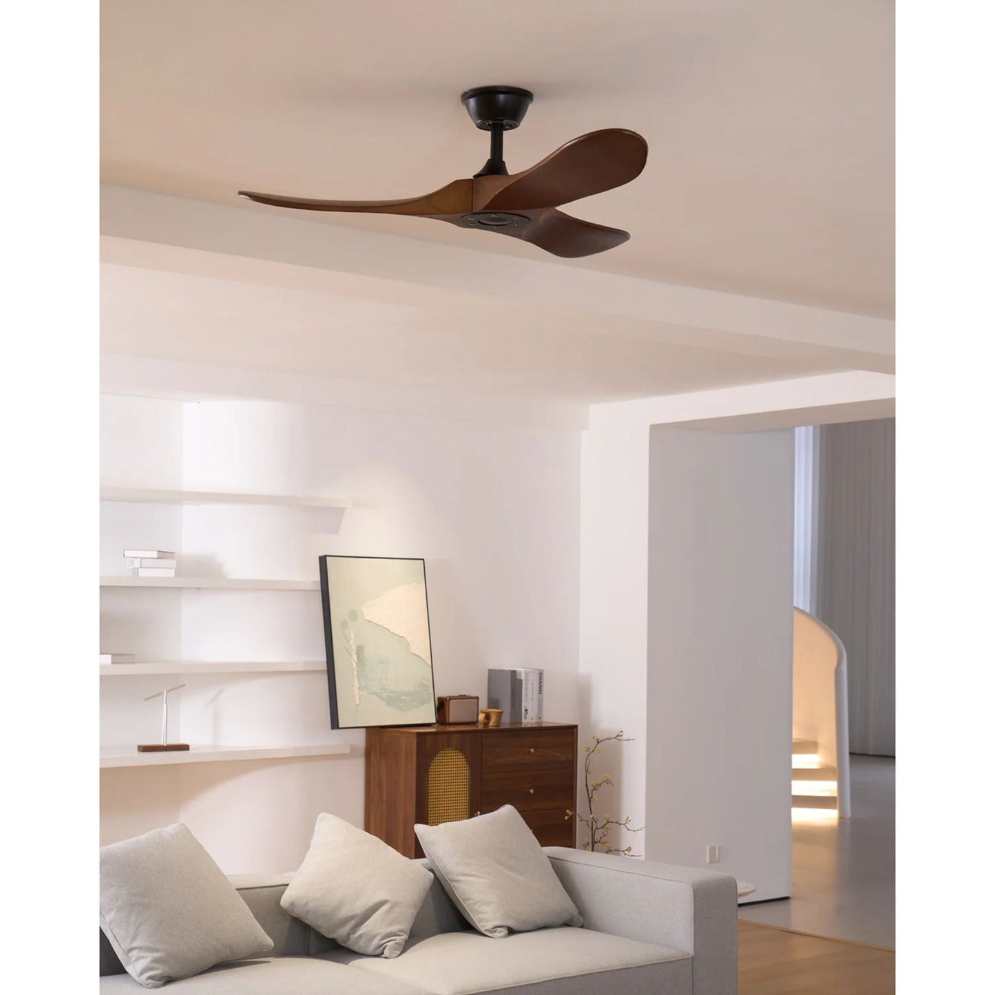 Lights & Brights Modern Remote-Controlled Ceiling Fan – Wood Blades & Metal