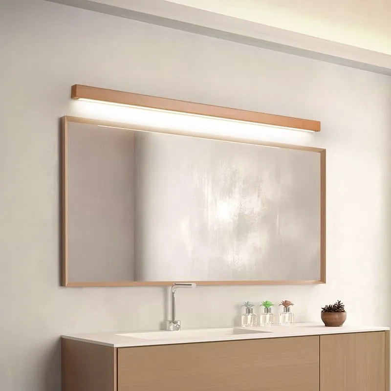 Lights & Brights Modern Linear Wood Vanity Mirror Light – Wood & Metal