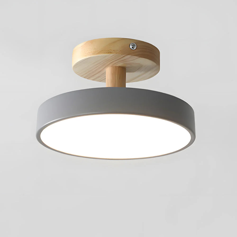 Lights & Brights Scandinavian Flush LED Ceiling Light – Wood Base & Metal