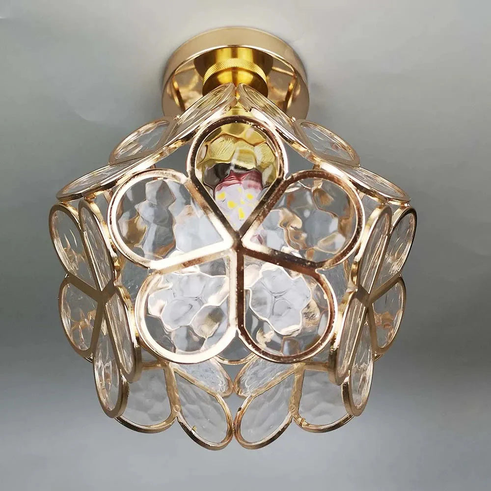 Lights & Brights Floral Stained Glass Ceiling Light – Glass & Gold Metal