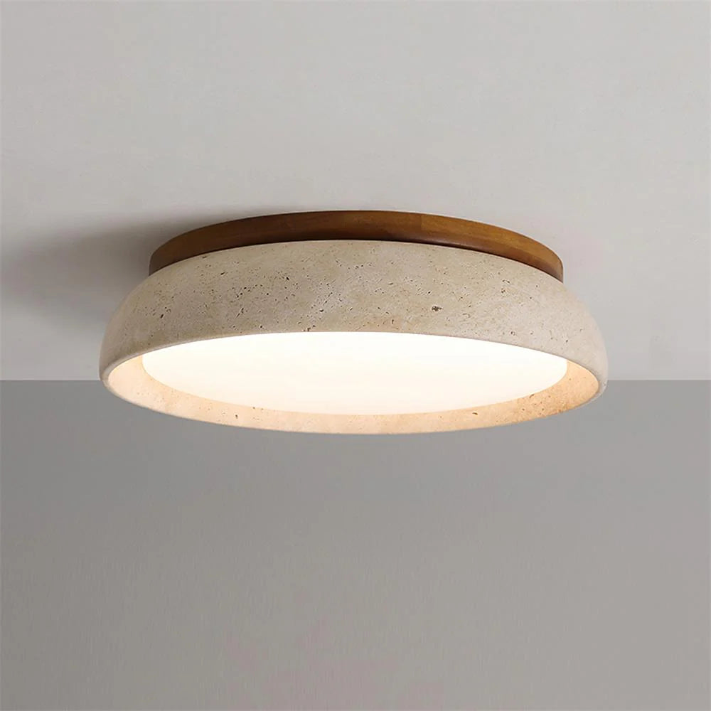 Lights & Brights Modern Natural Stone Flush Ceiling Light – Stone & Metal