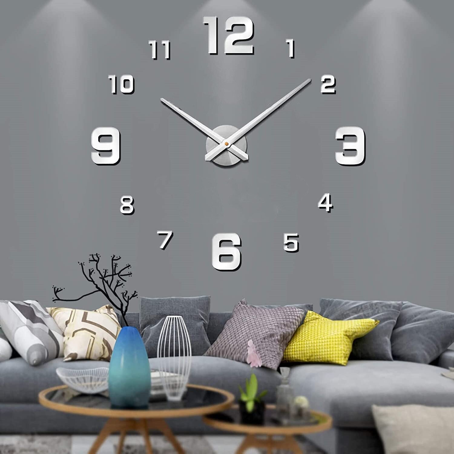LIGHTS & BRIGHTS | Modern Wall Clock – Large, Silent 3D Analog for Living Room Office