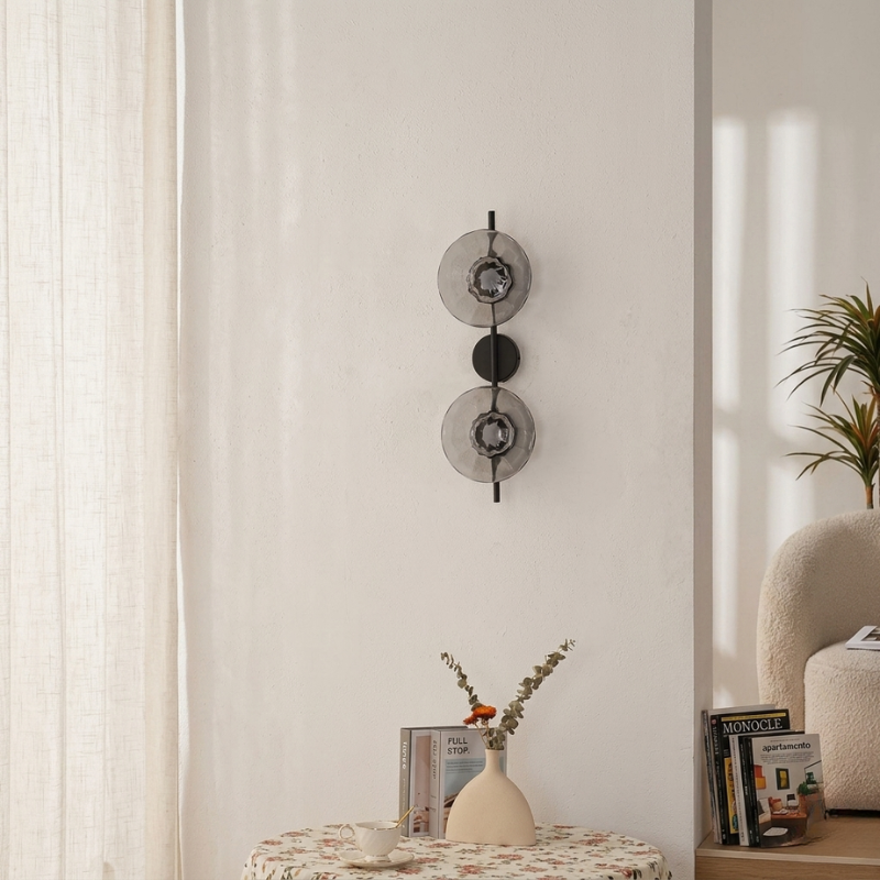 Lights & Brights Modern Rippled Glass Wall Light – Iron & Glass