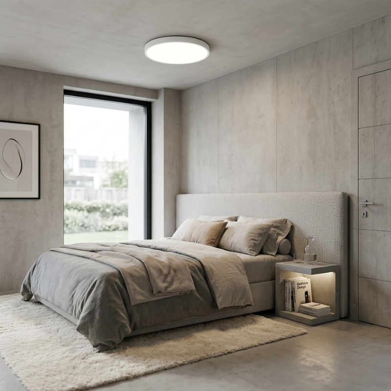 Lights & Brights Modern Round Slim LED Ceiling Lamp – Wood & Metal