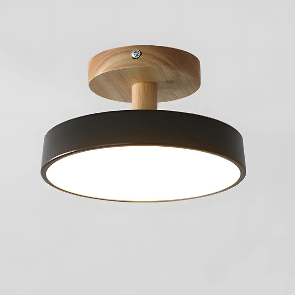 Lights & Brights Scandinavian Flush LED Ceiling Light – Wood Base & Metal