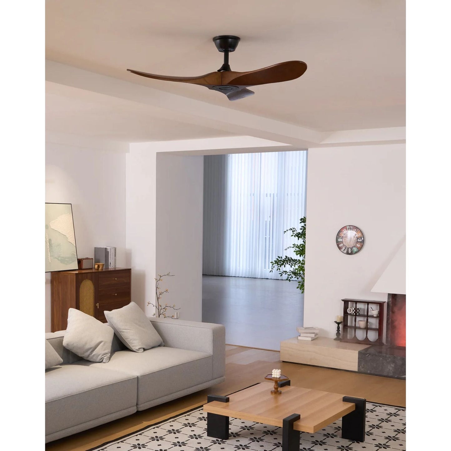 Lights & Brights Modern Remote-Controlled Ceiling Fan – Wood Blades & Metal