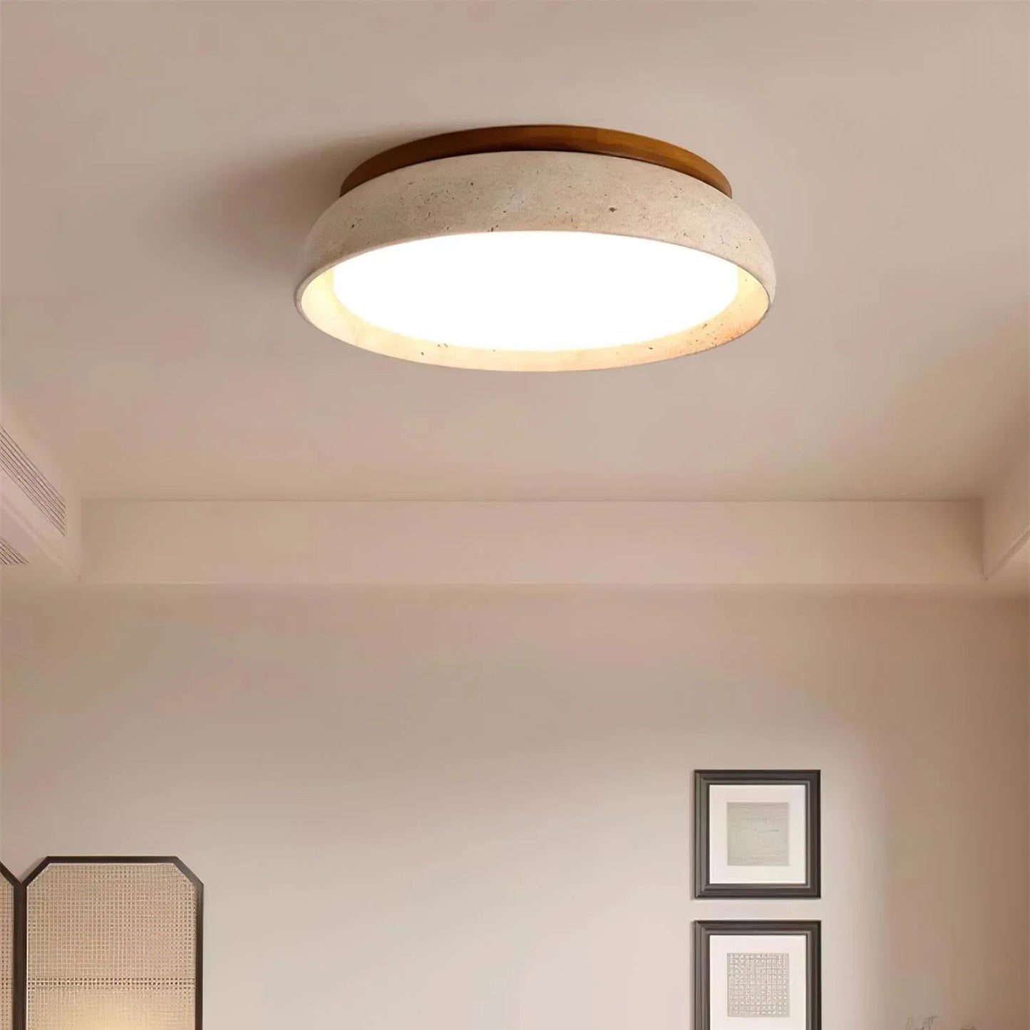 Lights & Brights Modern Natural Stone Flush Ceiling Light – Stone & Metal