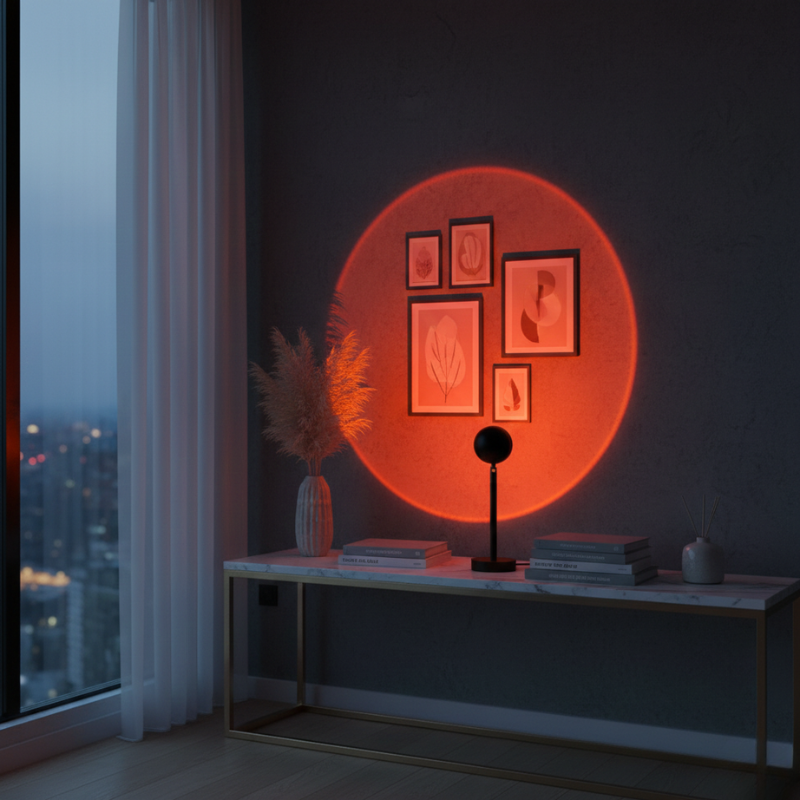 Lights & Brights Sunset LED Projection Lamp – 360° Rotating