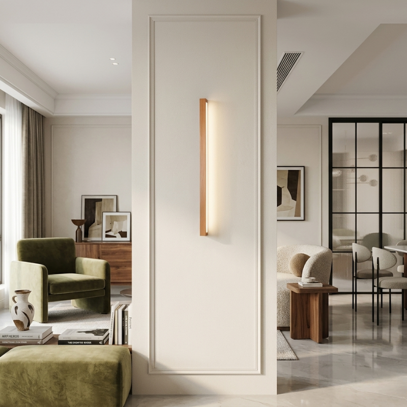 Lights & Brights Modern Linear Wood Vanity Mirror Light – Wood & Metal