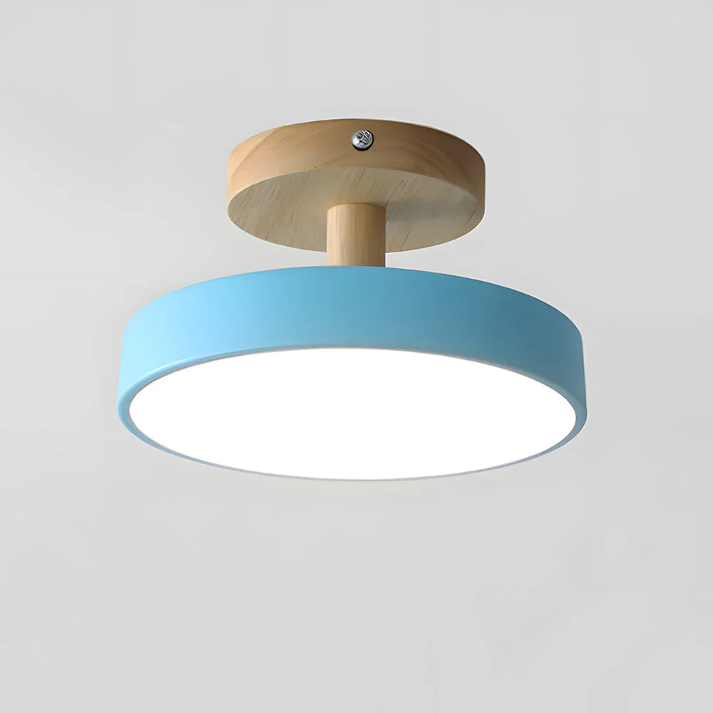 Lights & Brights Scandinavian Flush LED Ceiling Light – Wood Base & Metal