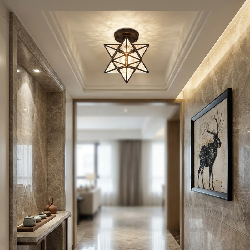 Lights & Brights Decorative Star-Shaped Semi-Flush Ceiling Light – Metal