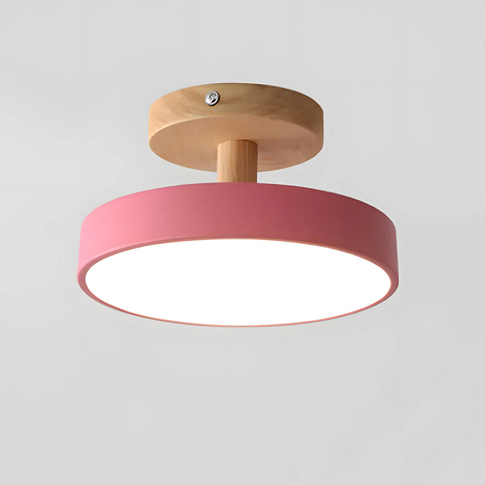 Lights & Brights Scandinavian Flush LED Ceiling Light – Wood Base & Metal