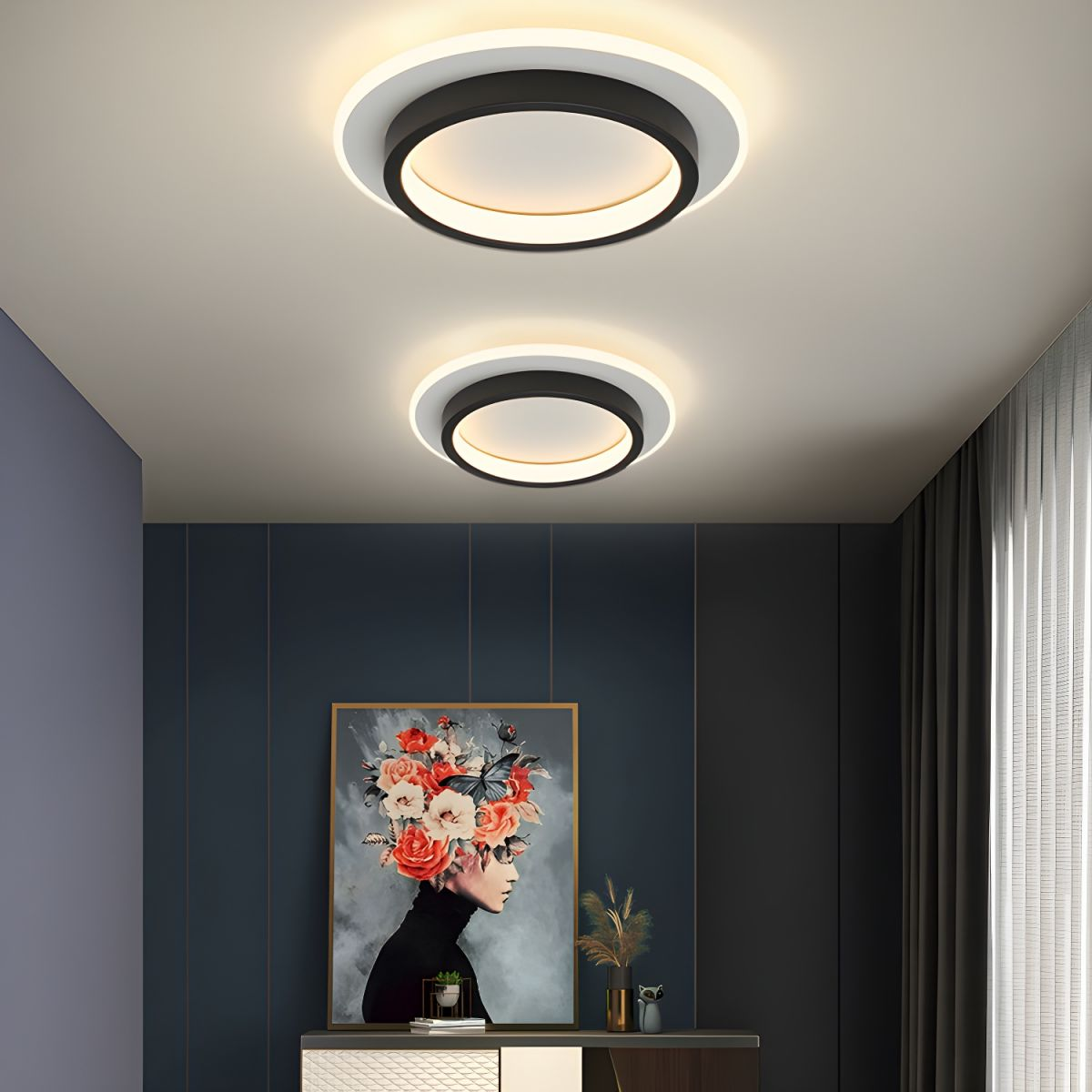 Lights & Brights Modern Round Slim LED Ceiling Light – Iron & Acrylic