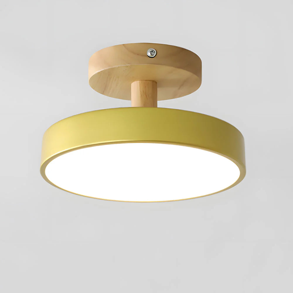 Lights & Brights Scandinavian Flush LED Ceiling Light – Wood Base & Metal