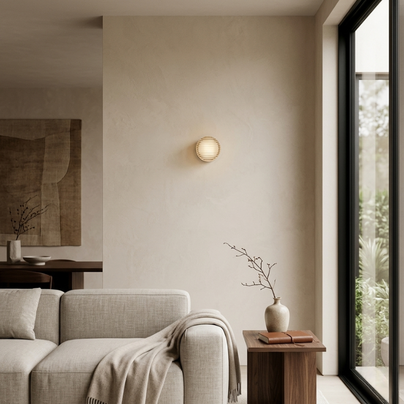 Lights & Brights Modern Round LED Amber Glass Wall Sconce Indoor Outdoor