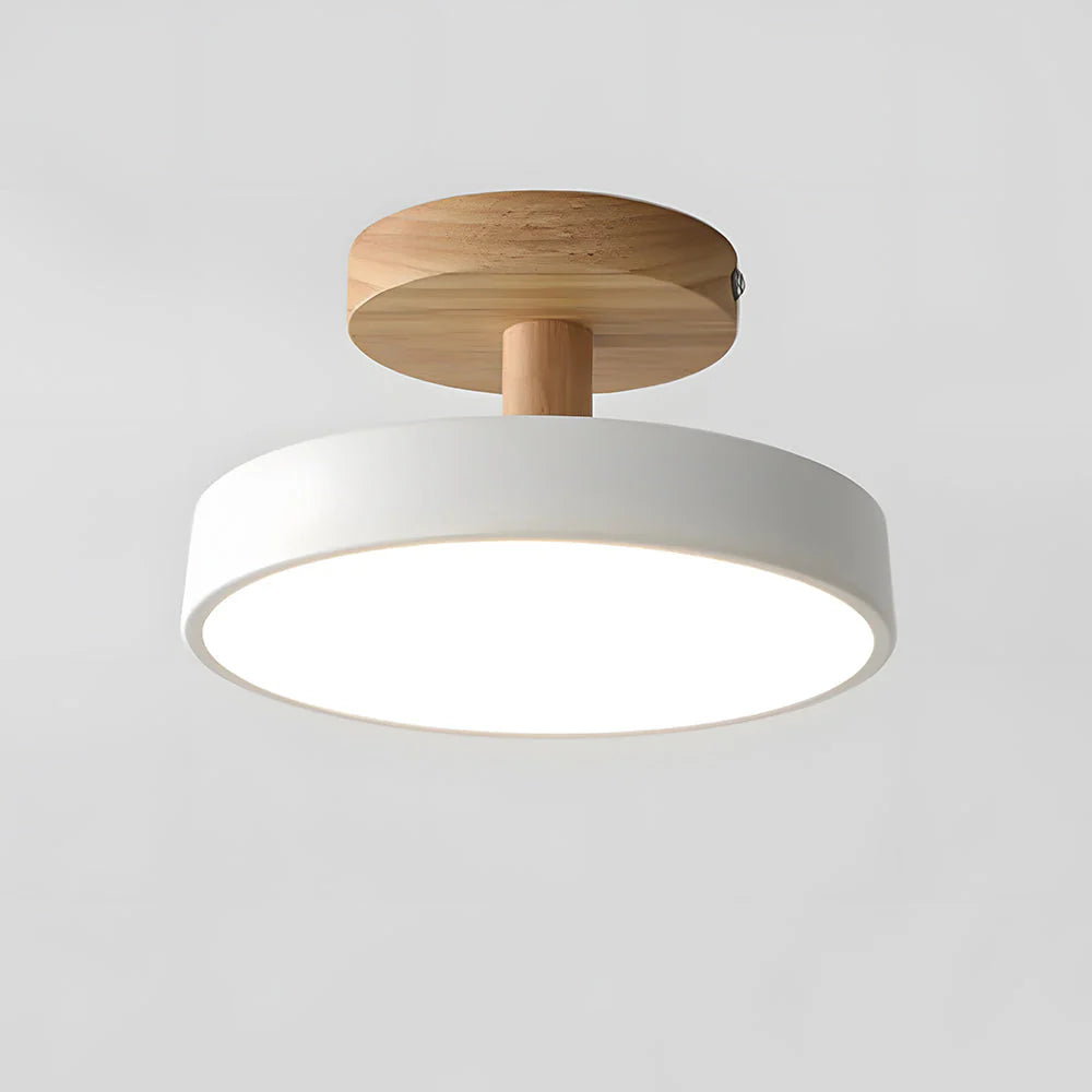 Lights & Brights Scandinavian Flush LED Ceiling Light – Wood Base & Metal