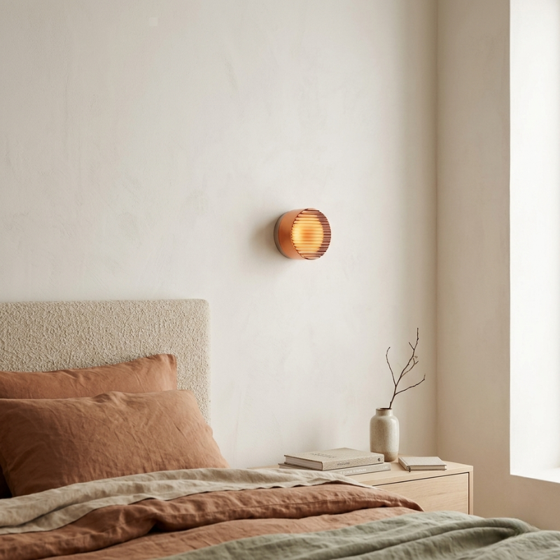 Lights & Brights Modern Round LED Amber Glass Wall Sconce Indoor Outdoor