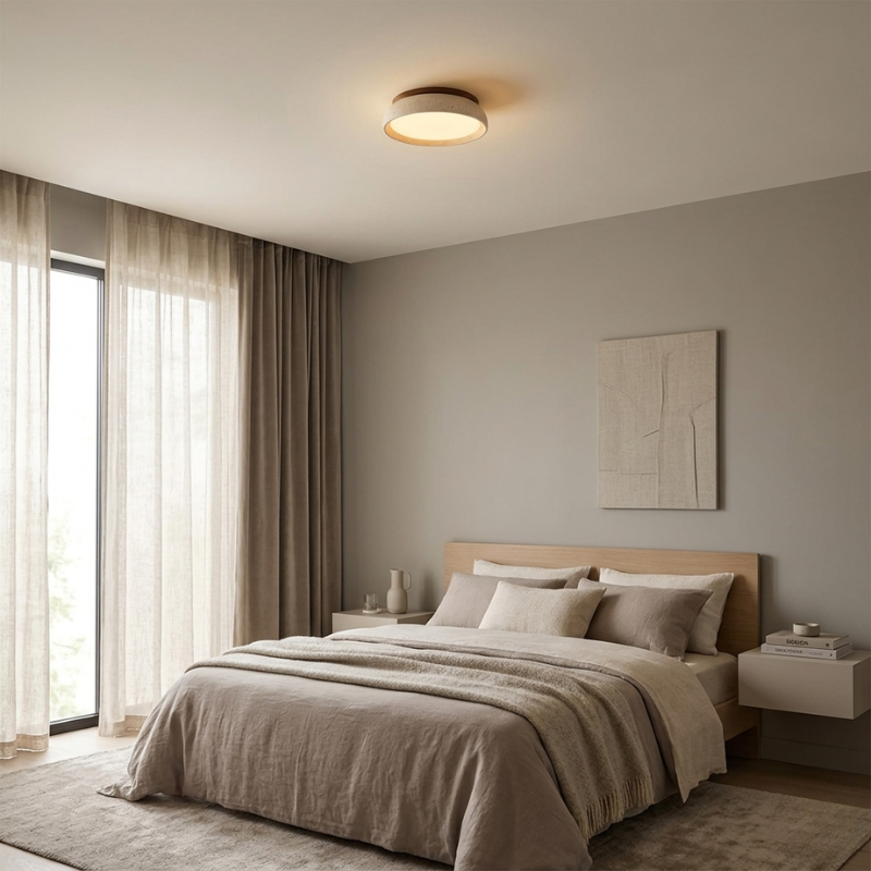 Lights & Brights Modern Natural Stone Flush Ceiling Light – Stone & Metal