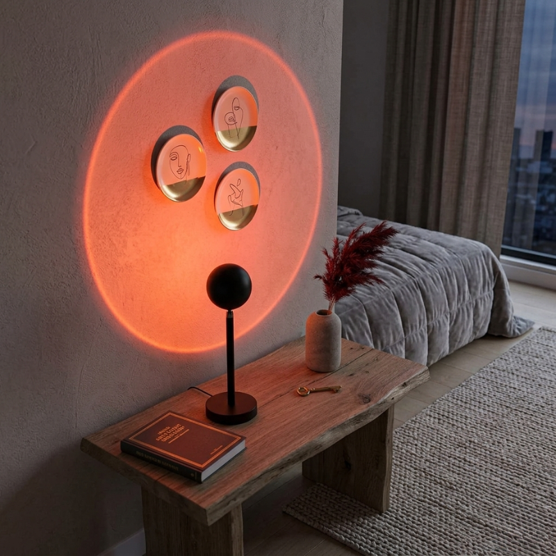 Lights & Brights Sunset LED Projection Lamp – 360° Rotating