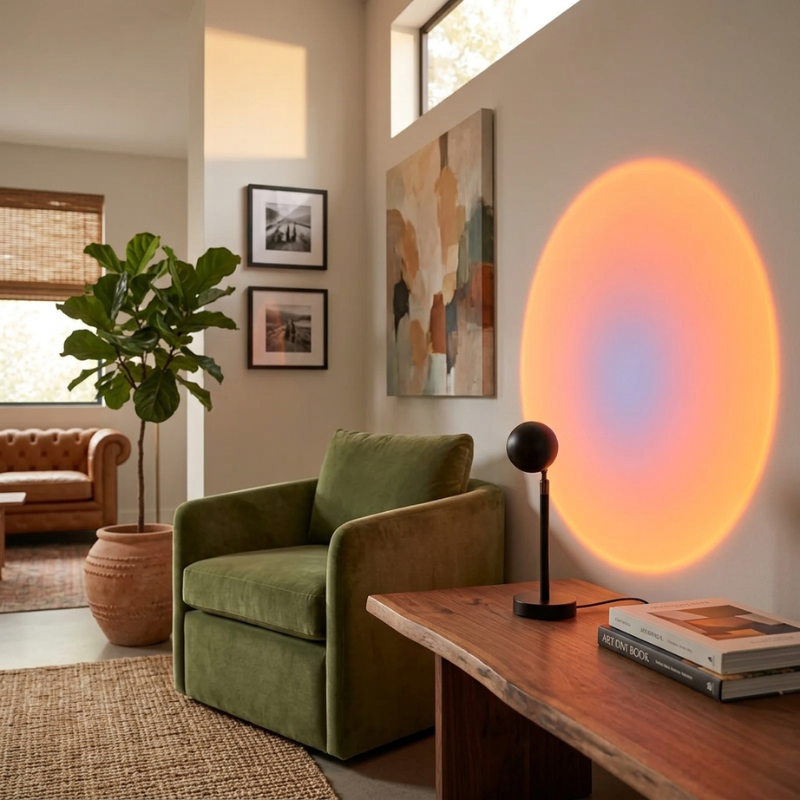 Lights & Brights Sunset LED Projection Lamp – 360° Rotating