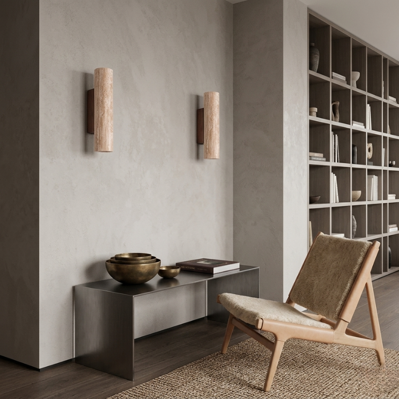 Lights & Brights Japandi Travertine Stone Wall Light – Up & Down