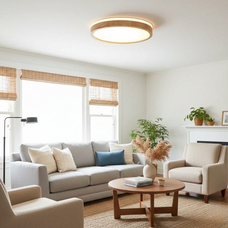 Lights & Brights Scandinavian Dimmable LED Ceiling Light – Wood & Metal