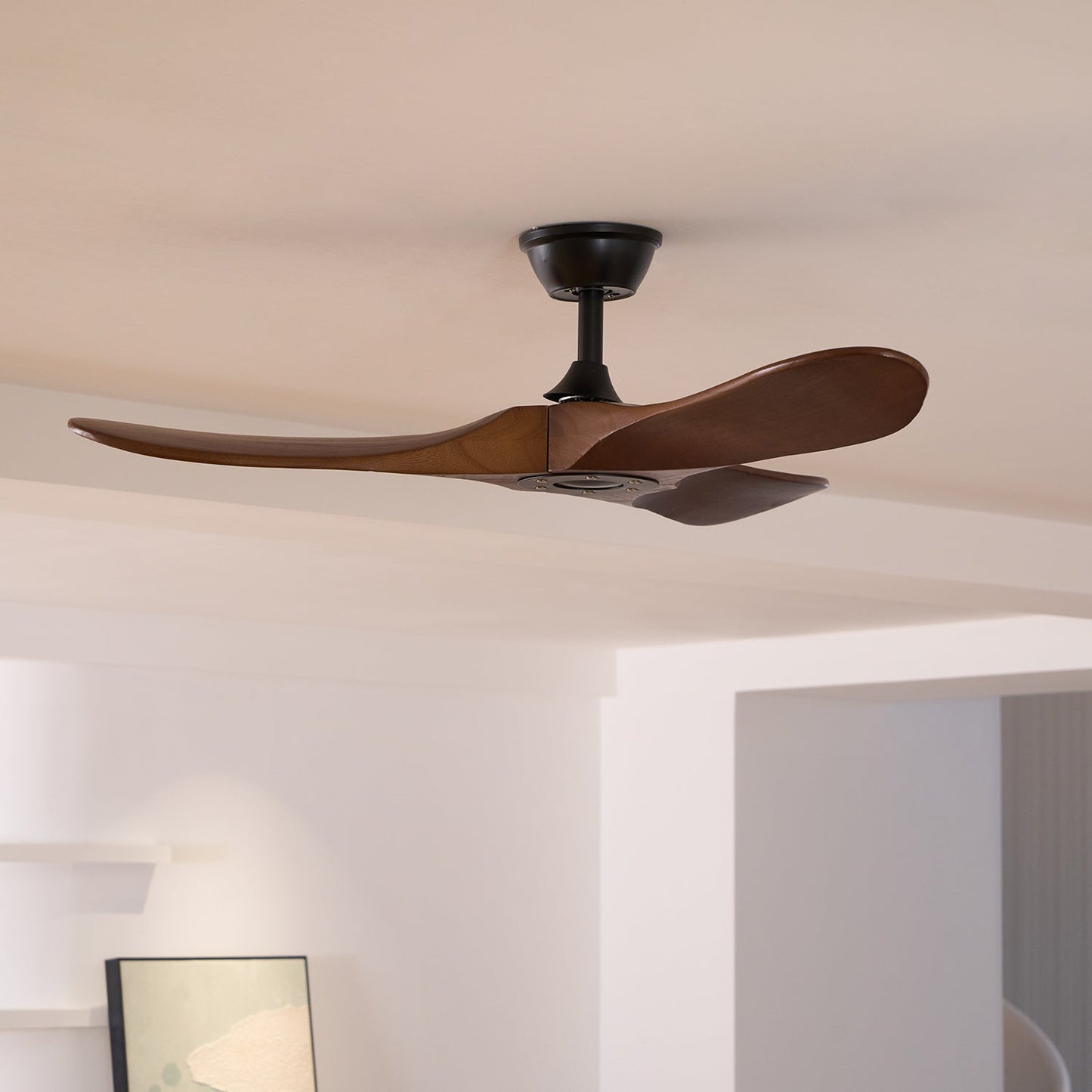 Lights & Brights Modern Remote-Controlled Ceiling Fan – Wood Blades & Metal